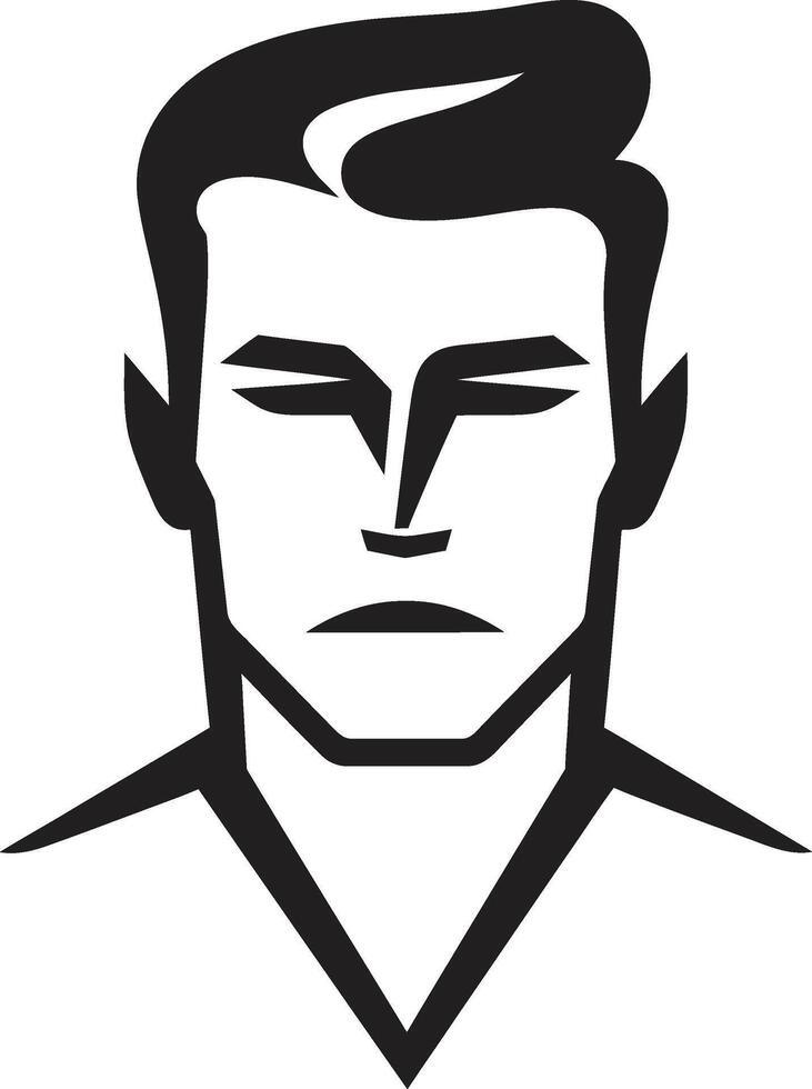 Sculpted Sophistication Insignia Male Face Vector Icon with Refined Features Dapper Demeanor Badge Vector Design for Fashionable Male Face Logo