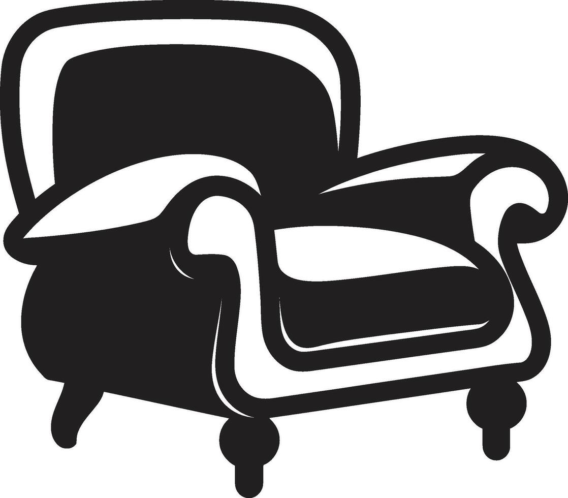 Comfort Oasis Crest Modern Relaxing Chair Vector Icon for Ultimate Comfort Serenity Seating Badge Vector Design for Trendy Lounge Chair Illustration