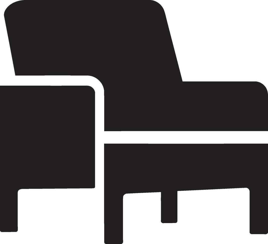minimalista retirada Insignia moderno relajante silla vector icono para sencillo espacios cenit comodidad insignias vector logo para elegante y relajante silla diseño