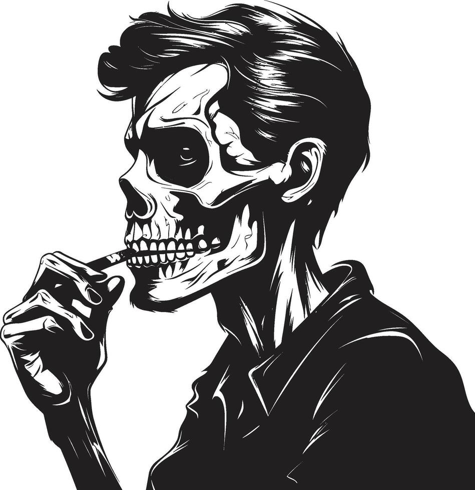 Time Honored Havana Crest Elegant Skeleton Vector Logo for Smoking Gentleman with Vintage Flair Posh Puffer Badge Vector Design for Stylish Smoking Gentleman Icon with Class