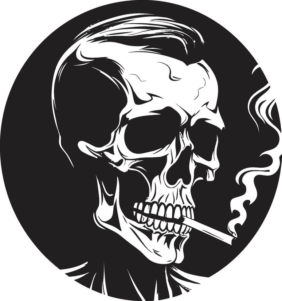 Refined Relic Insignia Smoking Gentleman Skeleton Vector Logo for Vintage Vibes Smoking Specter Crest Vector Design for Gentleman Skeleton Icon with Elegance