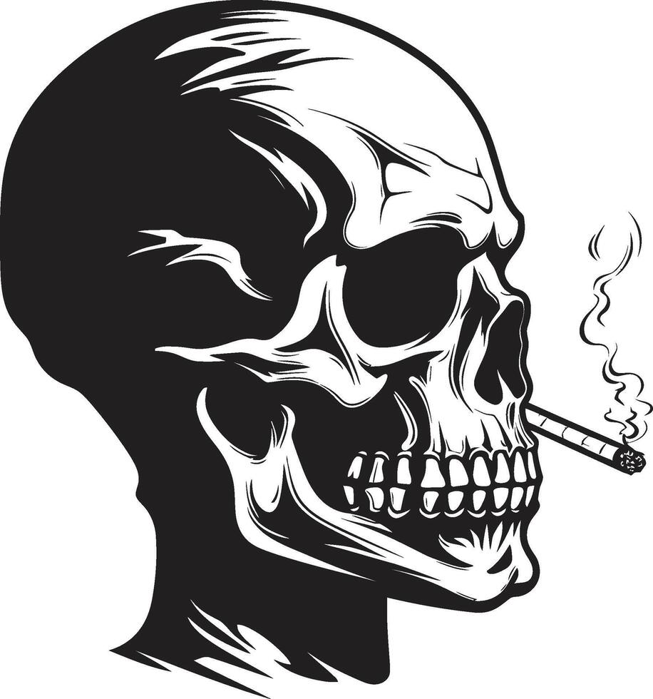 Retro Resplendence Badge Vector Design for Smoking Skeleton Icon with Timeless Style Classic Cigar Charm Insignia Elegant Skeleton Vector Logo for Vintage Appeal