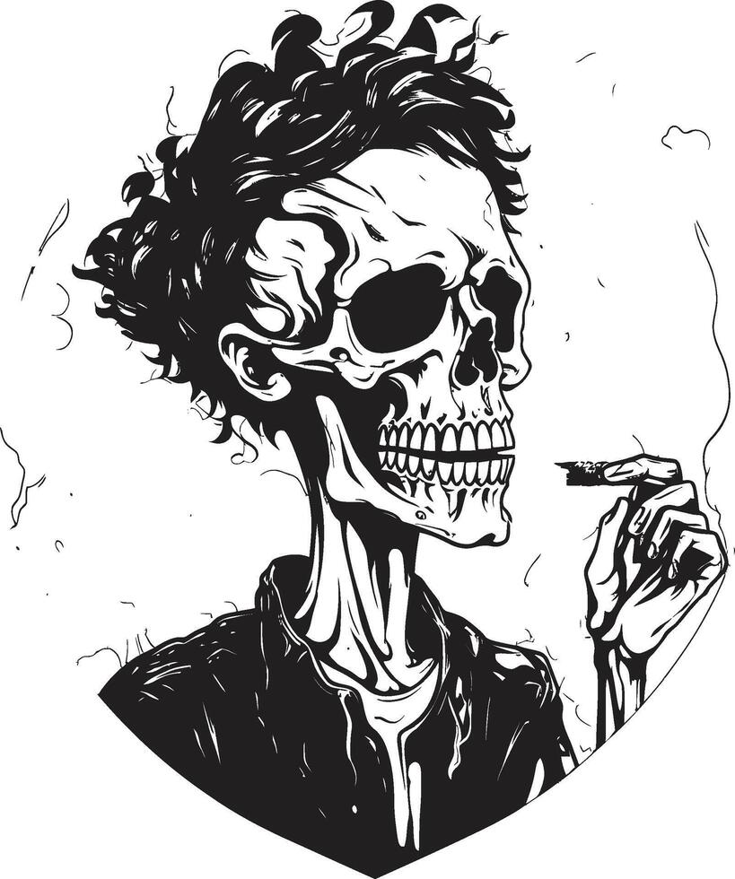 Refined Relic Insignia Smoking Gentleman Skeleton Vector Logo for Vintage Vibes Smoking Specter Crest Vector Design for Gentleman Skeleton Icon with Elegance