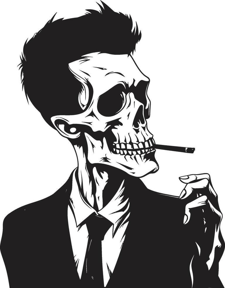 Smoky Swagger Insignia Vector Design for Gentleman Skeleton Icon with Style Classic Cohiba Crest Smoking Gentleman Skeleton Vector Logo for Timeless Charm