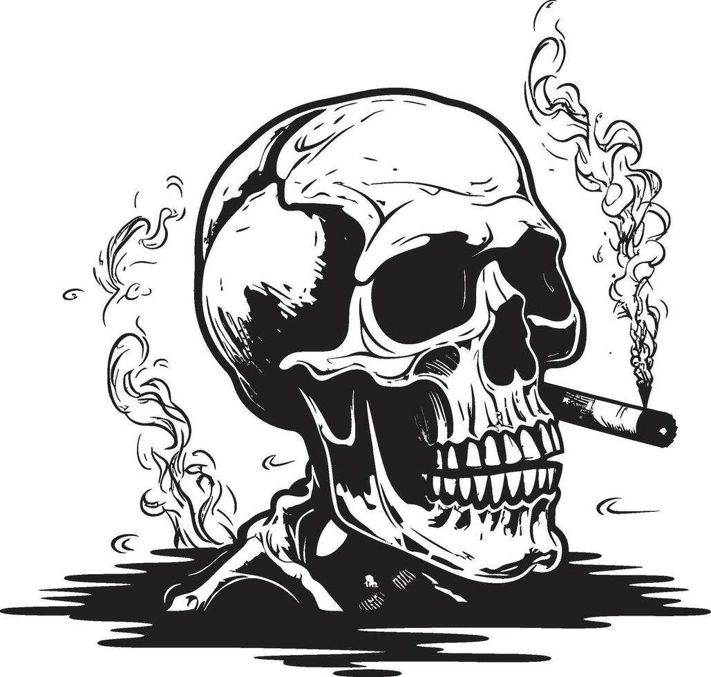 Sophisticated Stogie Badge Smoking Gentleman Skeleton Vector Logo for Elegant Branding Smoky Swagger Insignia Vector Design for Gentleman Skeleton Icon with Style