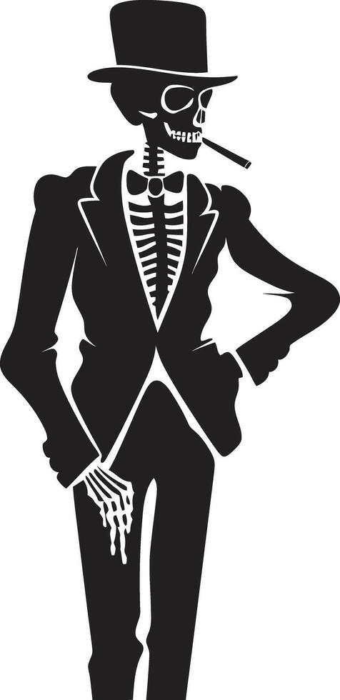 de buen tono cigarro cresta elegante esqueleto vector logo para refinado marca afable de fumar Insignia elegante Caballero esqueleto icono en vector diseño