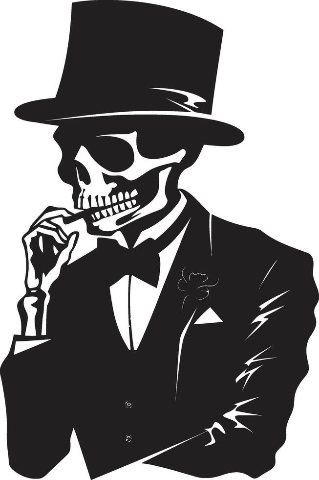 Suave and Smoky Insignia Vector Design for Stylish Smoking Gentleman Icon Cigar Lounge Crest Smoking Skeleton Vector Logo for Luxurious Branding