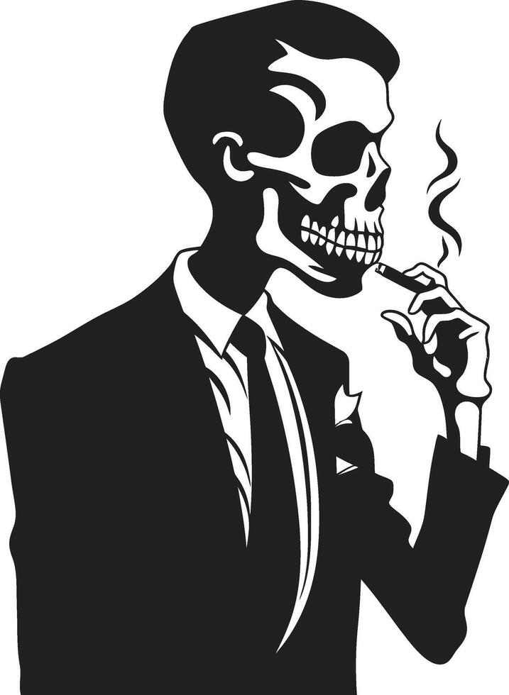 cigarro conocedor cresta vector diseño para de fumar esqueleto icono con sofisticación sofisticado cigarro Insignia de fumar Caballero esqueleto vector logo para elegante marca