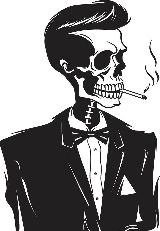 afable fumar anillos insignias de fumar Caballero esqueleto vector logo para de buen tono marca refinado reliquia cresta vector diseño para elegante de fumar Caballero icono