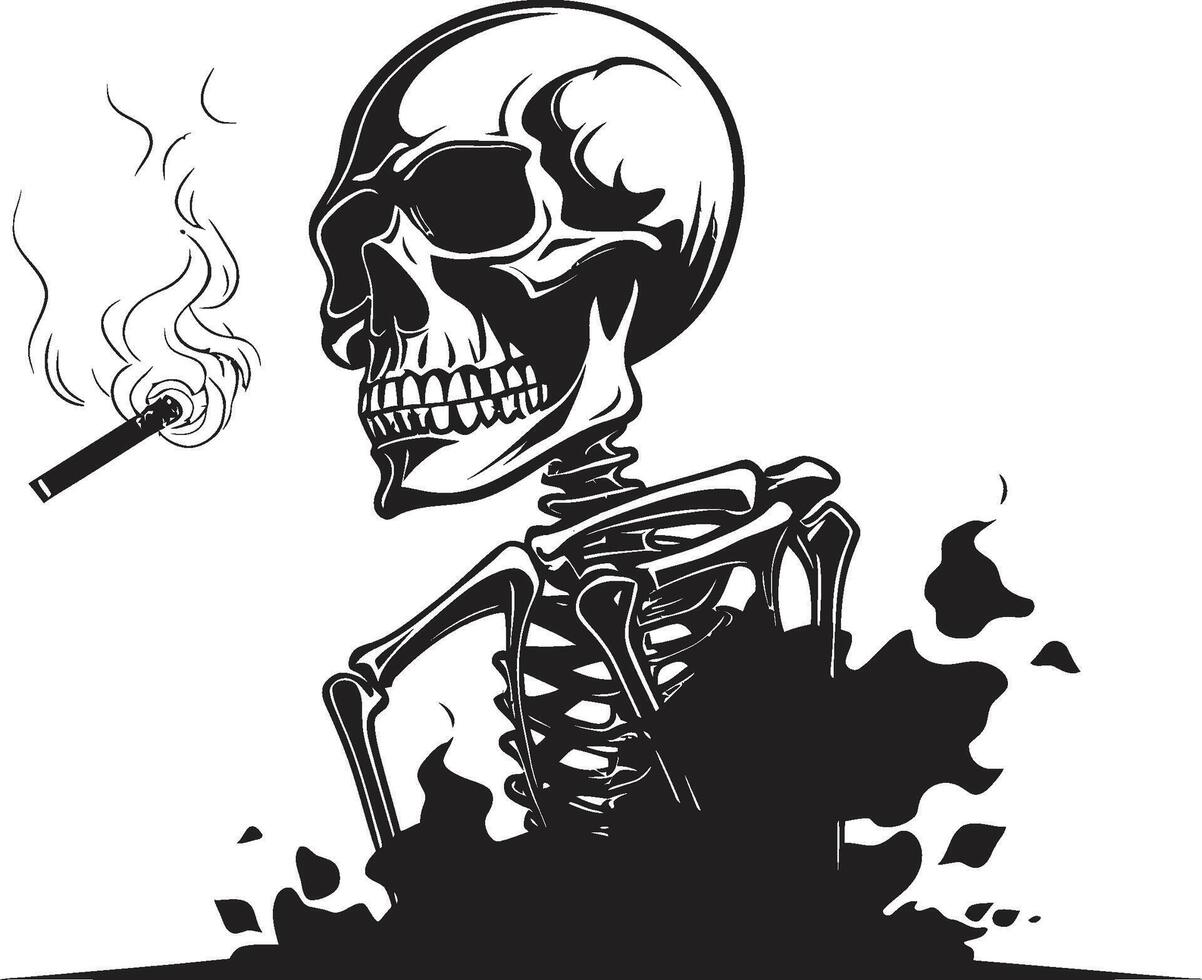 Refined Relic Insignia Smoking Gentleman Skeleton Vector Logo for Vintage Vibes Smoking Specter Crest Vector Design for Gentleman Skeleton Icon with Elegance