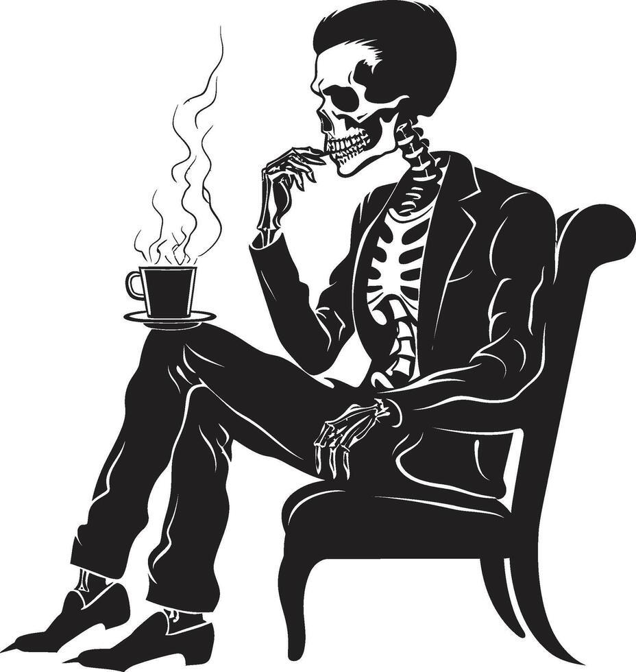 Cigar Connoisseur Crest Vector Design for Smoking Skeleton Icon with Sophistication Sophisticated Stogie Badge Smoking Gentleman Skeleton Vector Logo for Elegant Branding