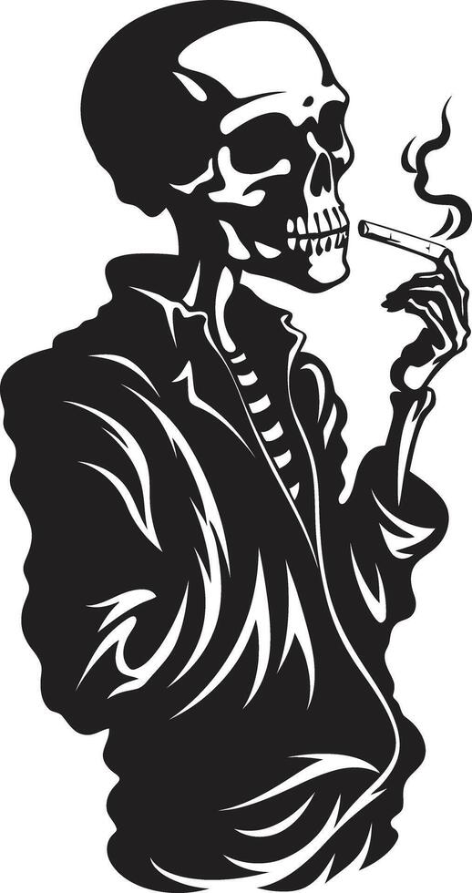 Suave and Smoky Insignia Vector Design for Stylish Smoking Gentleman Icon Cigar Lounge Crest Smoking Skeleton Vector Logo for Luxurious Branding