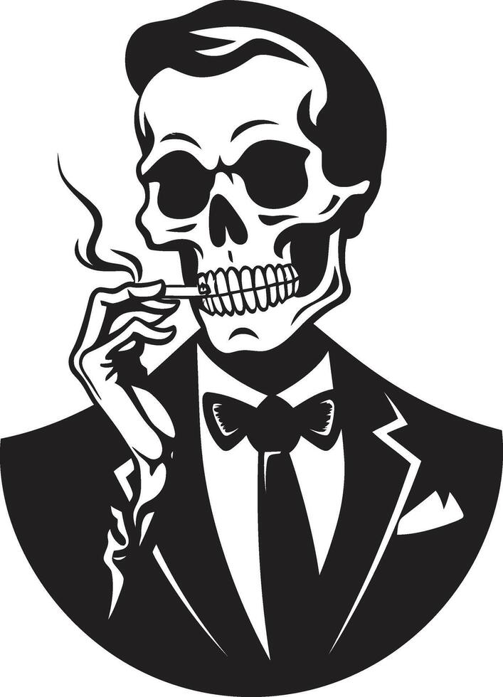 retro respiro insignias elegante esqueleto vector diseño para de fumar Caballero icono Clásico moda cresta de fumar esqueleto vector logo para elegante marca