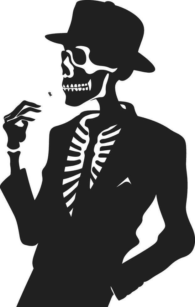 Refined Relic Crest Vector Design for Elegant Smoking Gentleman Icon Cigar Lounge Badge Smoking Skeleton Vector Logo for Vintage Charm