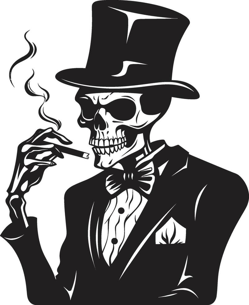 Classic Cohiba Crest Smoking Gentleman Skeleton Vector Logo for Timeless Charm Vintage Vapor Badge Vector Design for Smoking Gentleman Icon with Retro Elegance