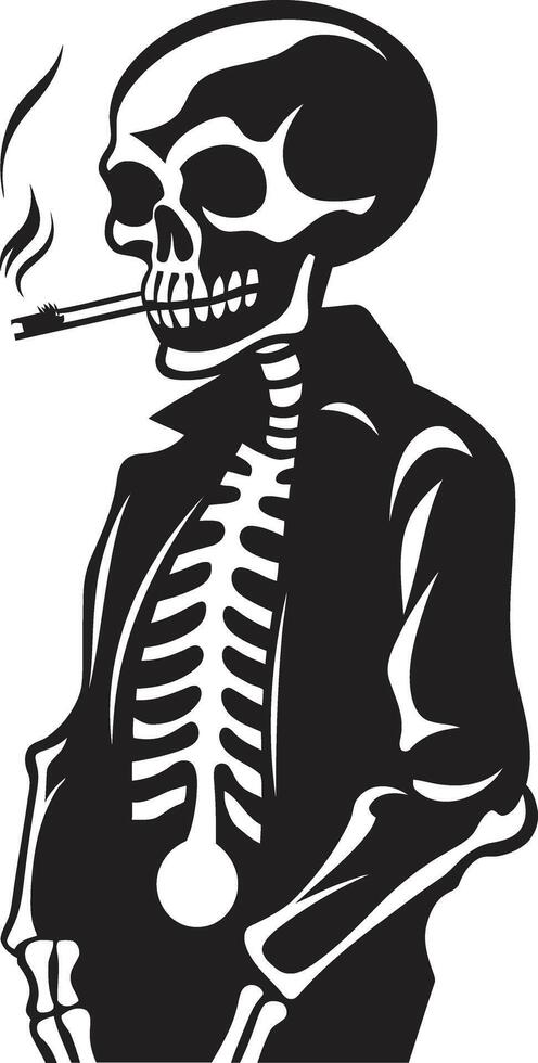 Time Honored Havana Crest Elegant Skeleton Vector Logo for Smoking Gentleman with Vintage Flair Posh Puffer Badge Vector Design for Stylish Smoking Gentleman Icon with Class