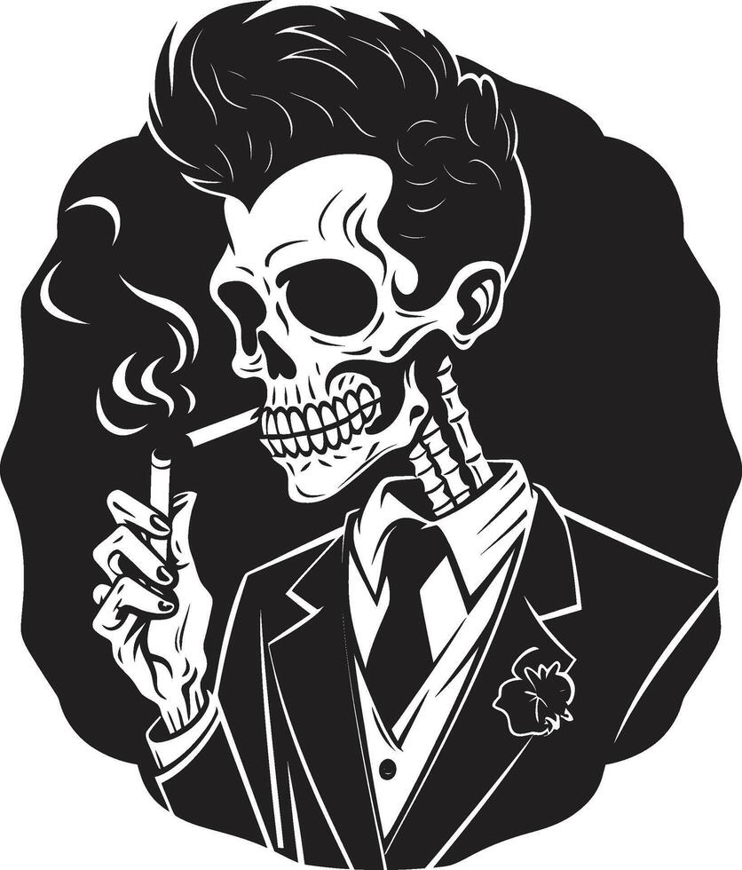 Old World Opulence Insignia Vector Design for Smoking Gentleman Icon with Classic Sophistication Time Honored Havana Crest Elegant Skeleton Vector Logo for Smoking Gentleman with Vintage Flair