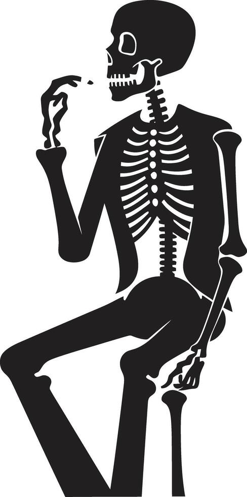 Refined Relic Insignia Smoking Gentleman Skeleton Vector Logo for Vintage Vibes Smoking Specter Crest Vector Design for Gentleman Skeleton Icon with Elegance