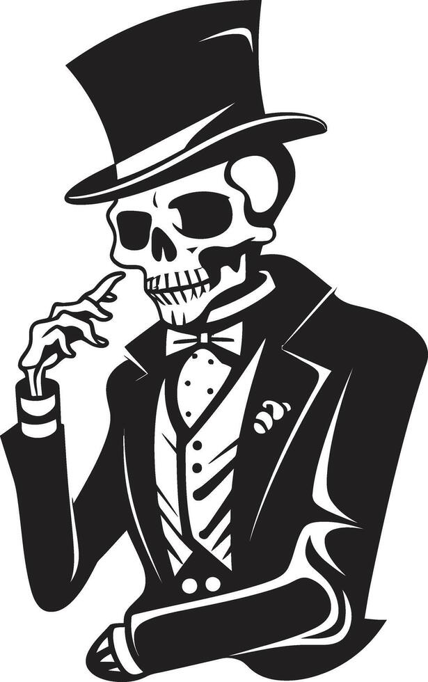 Time Honored Havana Crest Elegant Skeleton Vector Logo for Smoking Gentleman with Vintage Flair Posh Puffer Badge Vector Design for Stylish Smoking Gentleman Icon with Class