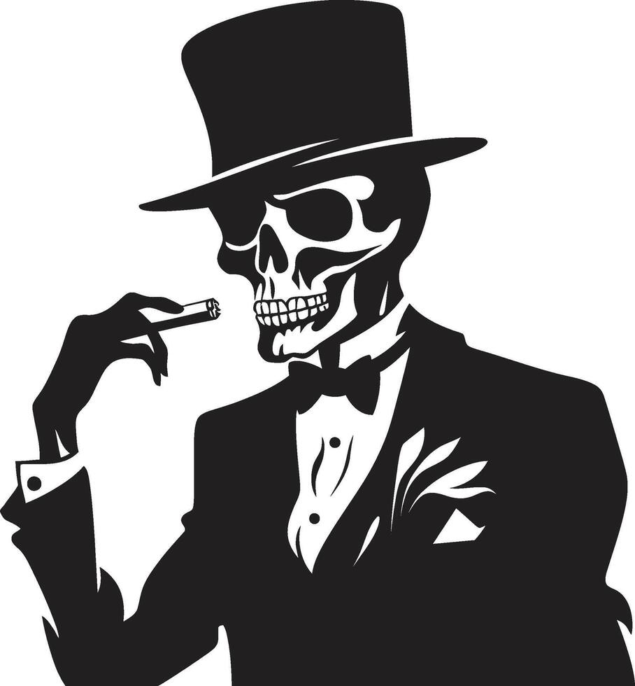 hora honrado la Habana cresta elegante esqueleto vector logo para de fumar Caballero con Clásico instinto elegante fumador Insignia vector diseño para elegante de fumar Caballero icono con clase