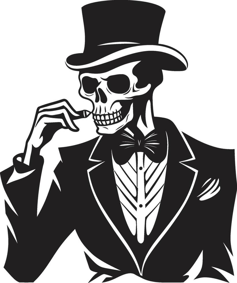 Timeless Tobacconist Insignia Vintage Charm in Smoking Skeleton Vector Elegant Exhalation Crest Sophisticated Design for Smoking Gentleman