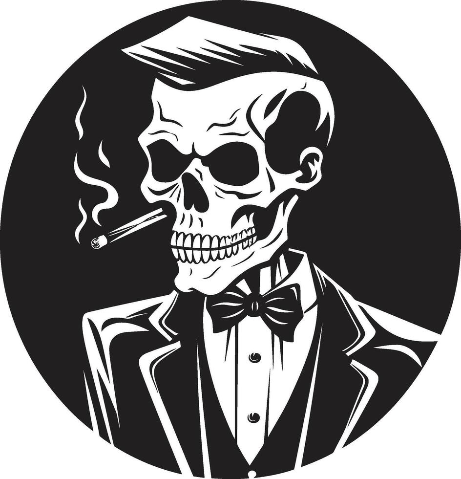 Clásico moda cresta de fumar esqueleto vector logo para elegante marca elegante fumar descanso Insignia vector diseño para Caballero esqueleto icono con clásico apelación