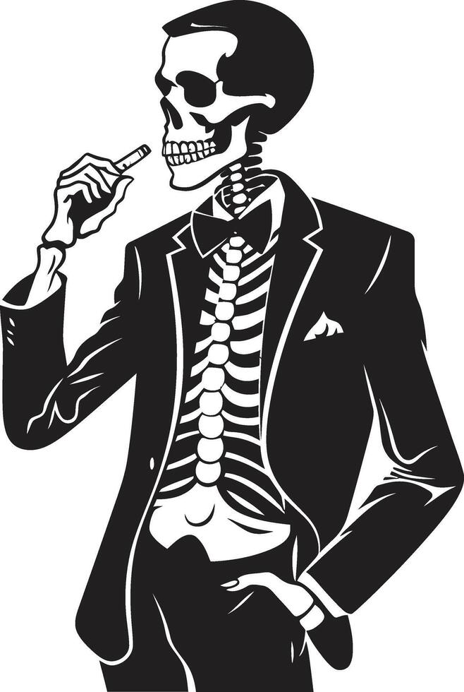cigarro conocedor cresta vector diseño para de fumar esqueleto icono con sofisticación sofisticado cigarro Insignia de fumar Caballero esqueleto vector logo para elegante marca