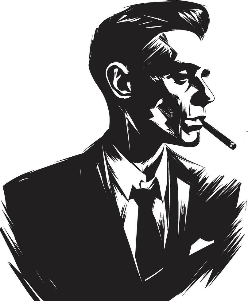 Smoky Swagger Insignia Stylish Design for Gentleman Skeleton Icon Classic Cohiba Crest Timeless Charm in Smoking Gentleman Vector