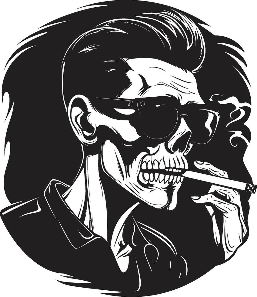 Classic Cigarette Badge Timeless Panache for Smoking Skeleton Logo Retro Respite Insignia Elegant Design for Smoking Gentleman Icon vector