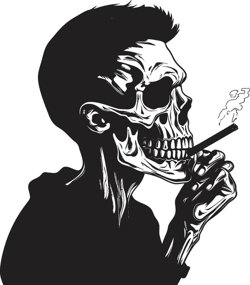 Smoking Specter Crest Elegance in Smoking Gentleman Vector Icon Classic Cigarette Badge Timeless Panache for Smoking Skeleton Logo