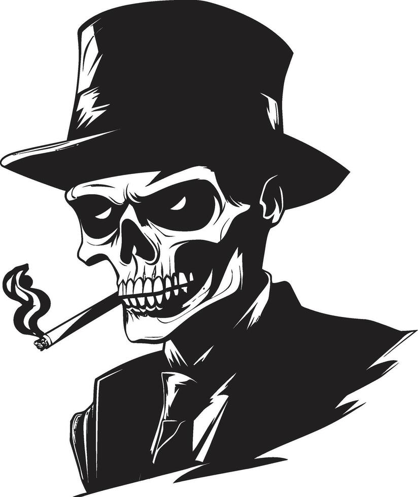 Cigar Connoisseur Crest Sophistication in Smoking Skeleton Vector Sophisticated Stogie Badge Elegant Branding for Smoking Gentleman