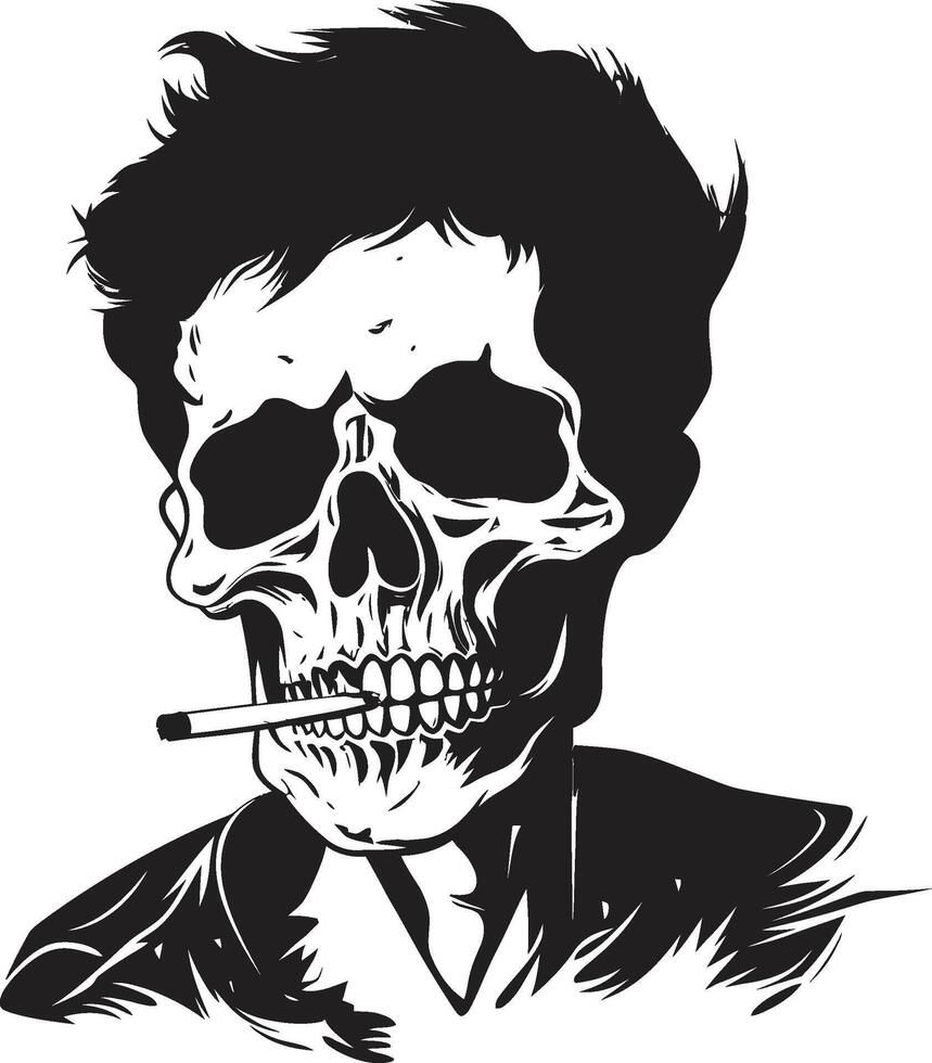 Refined Ritual Badge Smoking Gentleman Skeleton Vector Logo for Classic Appeal Vintage Vice Insignia Vector Design for Cigar Smoking Gentleman Icon