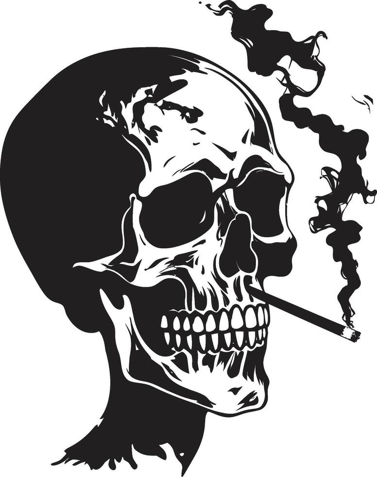 Cigar Connoisseur Crest Vector Design for Smoking Skeleton Icon with Sophistication Sophisticated Stogie Badge Smoking Gentleman Skeleton Vector Logo for Elegant Branding