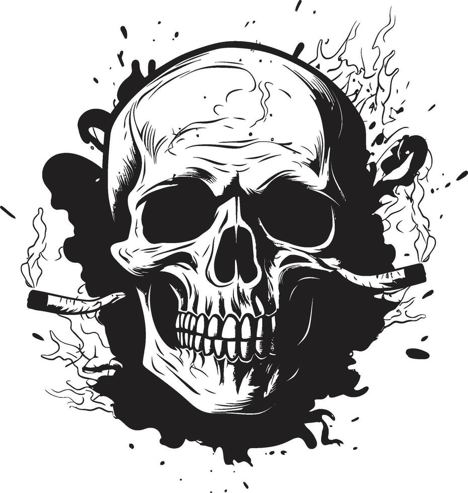 Refined Relic Insignia Smoking Gentleman Skeleton Vector Logo for Vintage Vibes Smoking Specter Crest Vector Design for Gentleman Skeleton Icon with Elegance