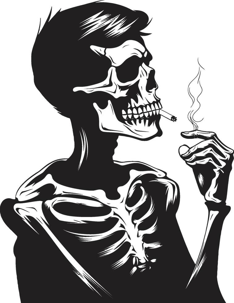 Refined Relic Crest Vector Design for Elegant Smoking Gentleman Icon Cigar Lounge Badge Smoking Skeleton Vector Logo for Vintage Charm