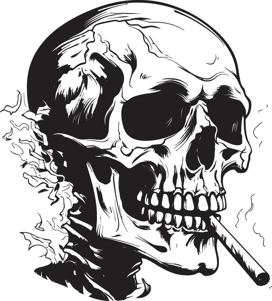 Smoky Swagger Insignia Vector Design for Gentleman Skeleton Icon with Style Classic Cohiba Crest Smoking Gentleman Skeleton Vector Logo for Timeless Charm