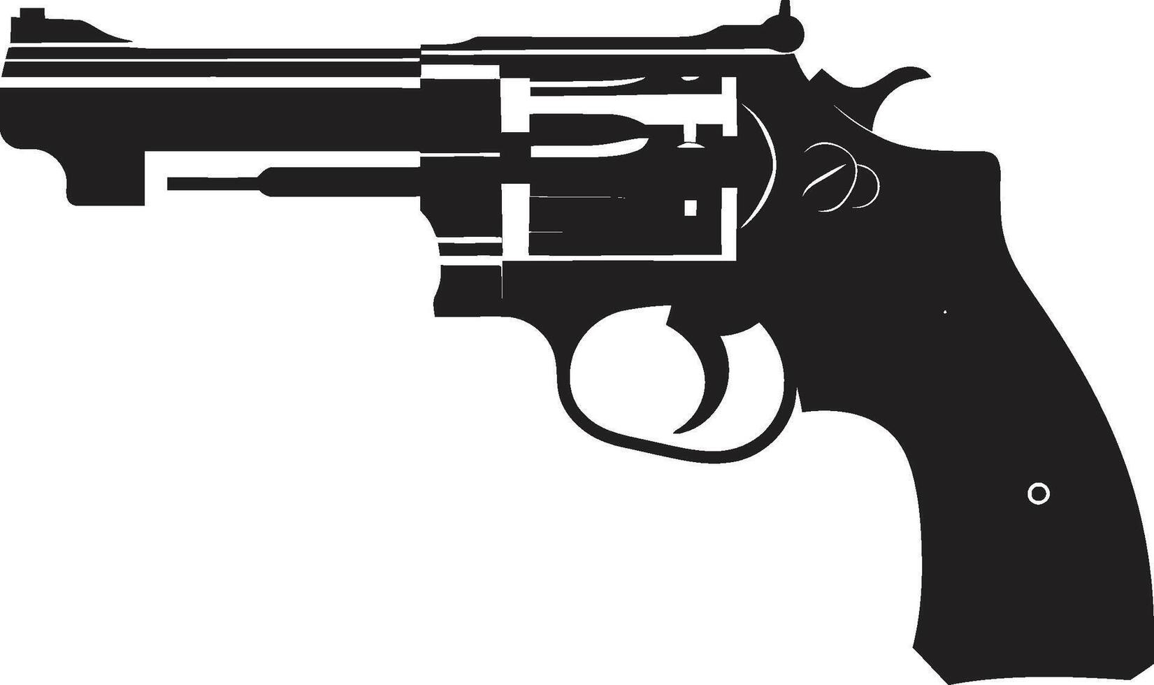Trendy Trigger Badge Modern Revolver Icon for Impactful Style Sleek Sidearm Insignia Vector Logo for Stylish Firearm Appeal