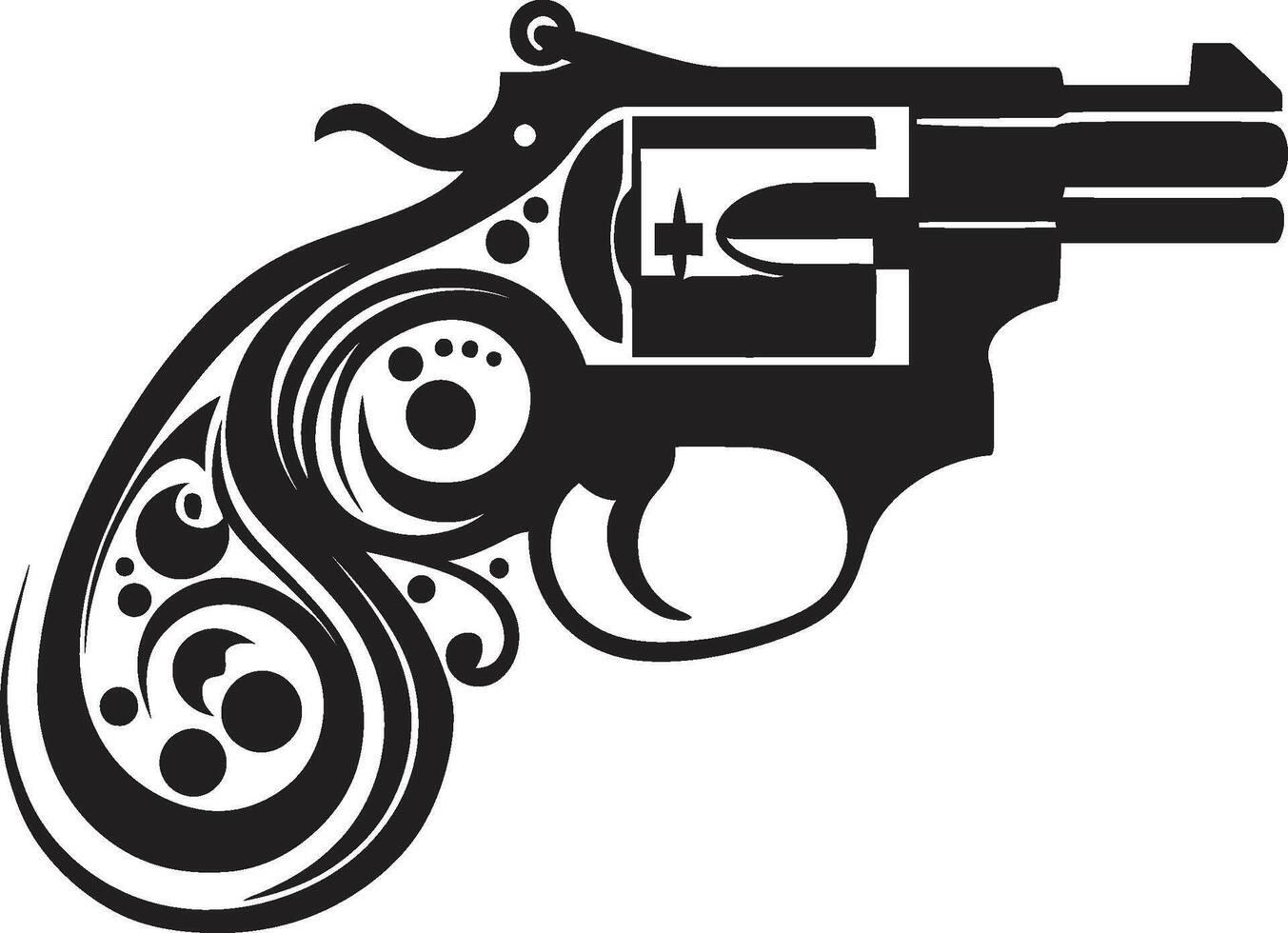 Barrel Beauty Insignia Stylish Revolver Logo with Edgy Elegance Tactical Trend Crest Trendsetting Revolver Icon in Modern Design vector