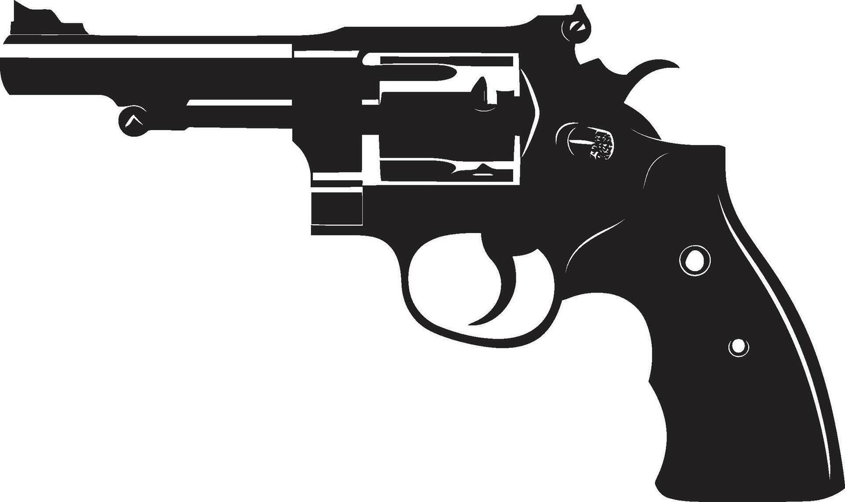Contemporary Caliber Crest Fashionable Revolver Design for Iconic Branding Trendy Trigger Badge Modern Revolver Icon for Impactful Style vector