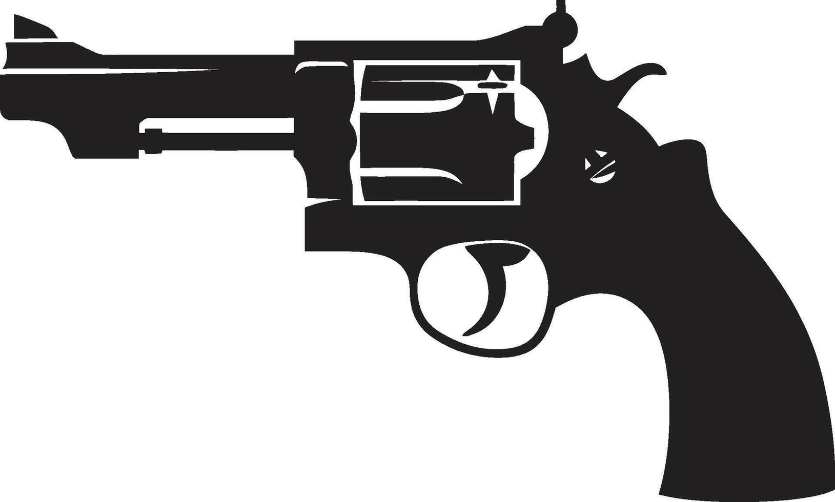 Contemporary Caliber Crest Fashionable Revolver Design for Iconic Branding Trendy Trigger Badge Modern Revolver Icon for Impactful Style vector