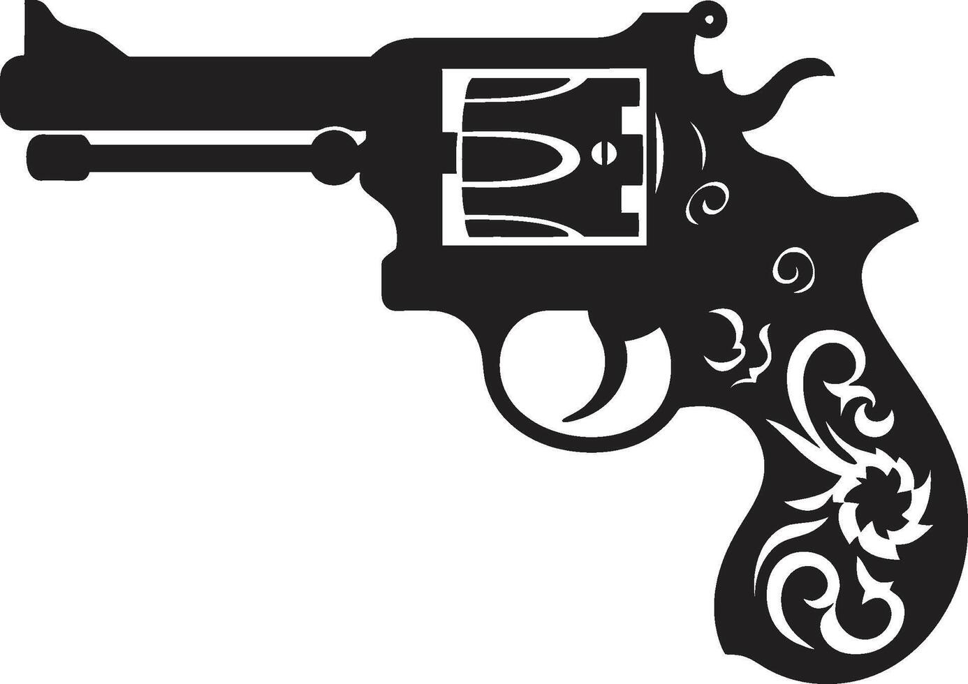 Tactical Trend Crest Trendsetting Revolver Icon in Modern Design Gunmetal Glam Badge Stylish Revolver Vector for Urban Appeal