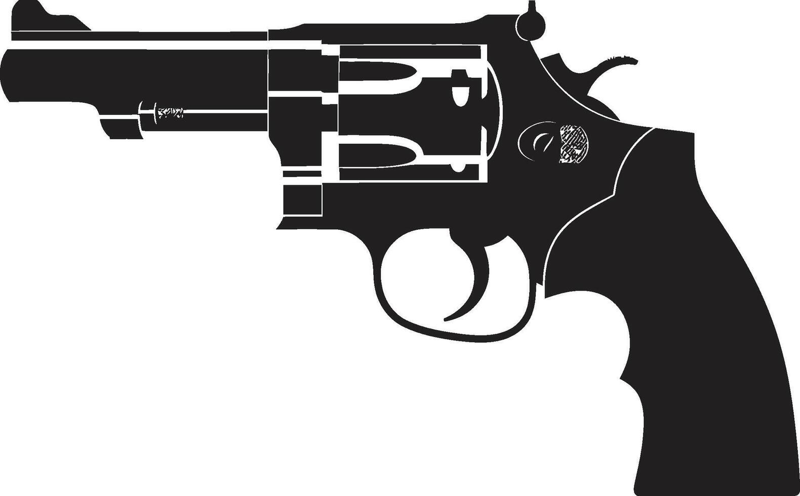 Contemporary Caliber Crest Fashionable Revolver Design for Iconic Branding Trendy Trigger Badge Modern Revolver Icon for Impactful Style vector