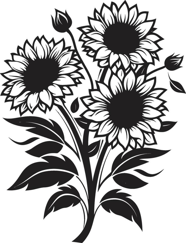 Sunny Serenity Insignia Vector Sunflowers Logo for Calm and Positive Vibes Blossom Brilliance Crest Cheerful Sunflowers Design for Natural Appeal