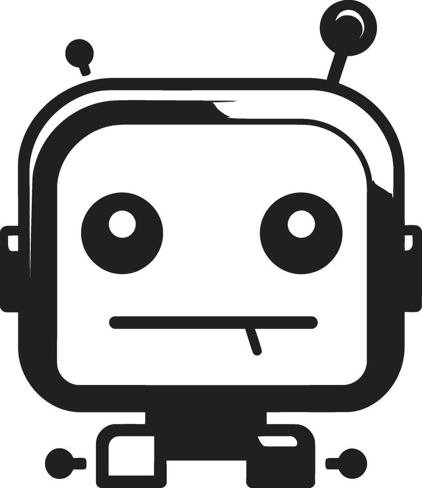 Pint sized Pal Badge Tiny Robot Vector Icon for Compact Connections Byte sized Bot Insignia Adorable Robot Chatbot Design for Chat Assistance