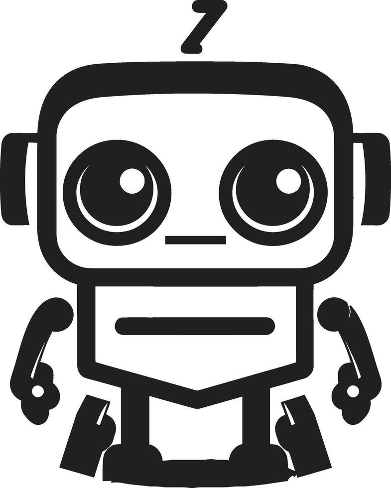 Digi Buddy Crest Compact Robot Vector Icon for Digital Connections Nano Nudge Badge Adorable Robot Logo for Chat Assistance