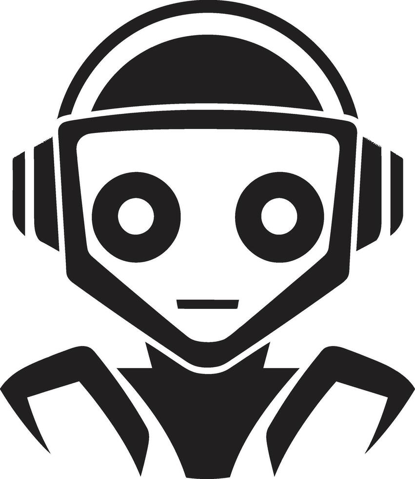 byte tamaño larva del moscardón insignias pequeño robot chatbot diseño para charla asistencia zumbido widget cresta linda robot logo para tecnología conversaciones vector