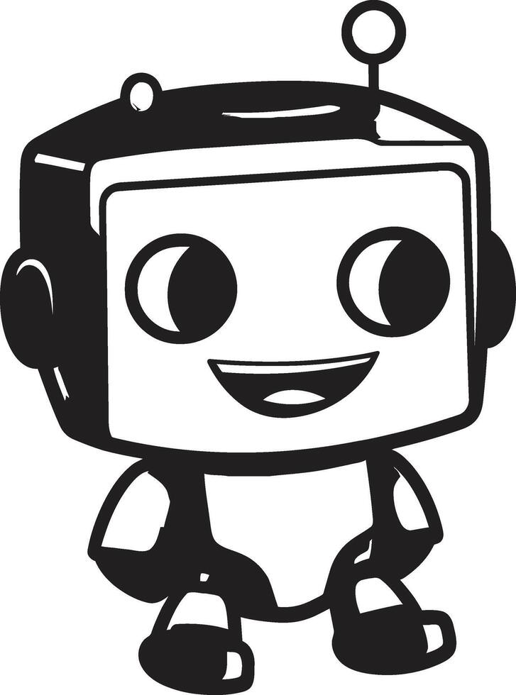 Digi Buddy Crest Compact Robot Logo for Digital Connections Pint sized Pal Badge Vector Icon of a Cute Robot for Compact Connections