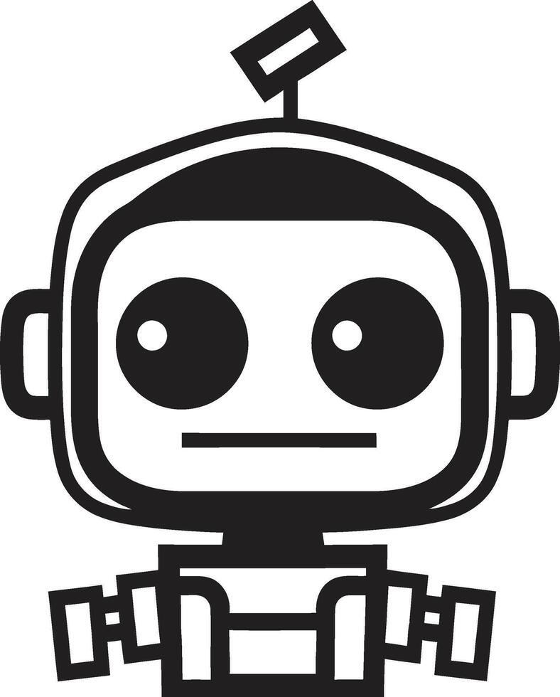 Whiz Widget Crest Cute Robot Logo for Tech Conversations Talkbox Totem Badge Miniature Robot Vector Icon for Chat Delight