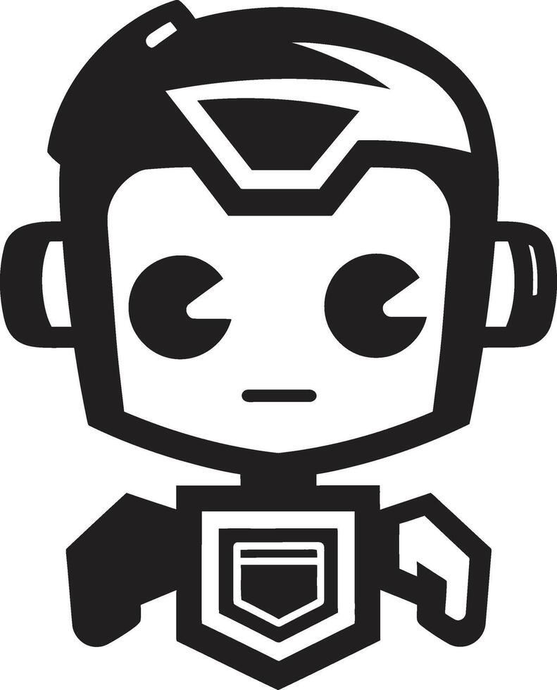 Nano Nudge Insignia Small and Cute Robot Chatbot Design for Digital Assistance Whiz Widget Crest Compact Robot Logo for Tech Conversations vector
