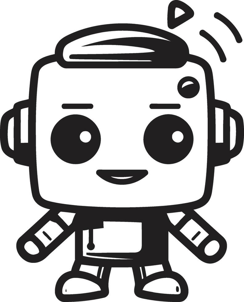 micro maravilla adorable minúsculo robot vector logo para conversacional magia nano empujar insignias pequeño robot chatbot icono para digital asistencia